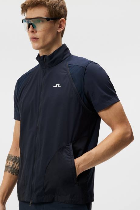 Men J.Lindeberg Navy Dotted Hybrid Wind Jacket Clothing 8R62731