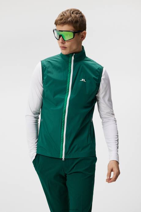 Men J.Lindeberg Rain Forest Ash Light Packable Vest Clothing 8R62706