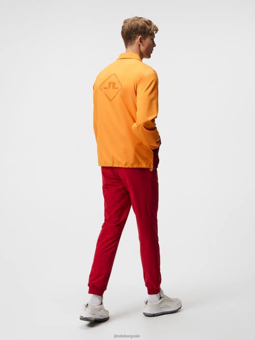 Men J.Lindeberg Russet Orange Diamond Coach Jacket Clothing 8R62729