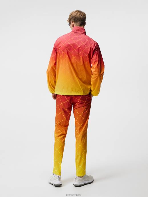 Men J.Lindeberg Russet Orange Max Print Wind Jacket Clothing 8R62723