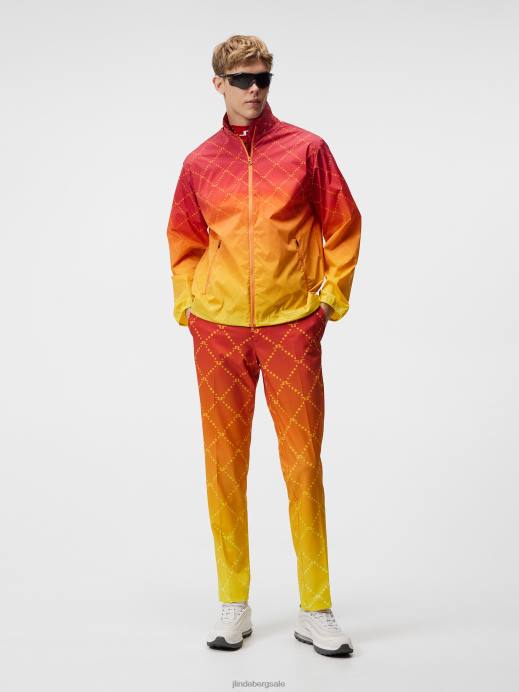 Men J.Lindeberg Russet Orange Max Print Wind Jacket Clothing 8R62723