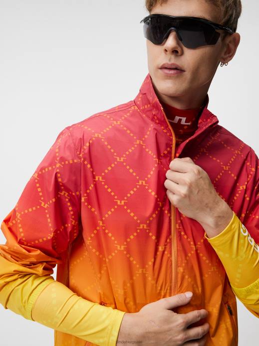 Men J.Lindeberg Russet Orange Max Print Wind Jacket Clothing 8R62723