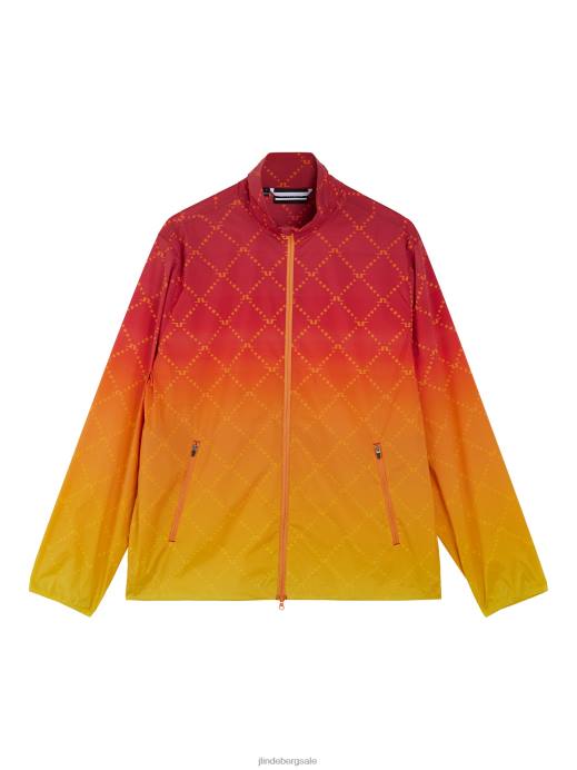 Men J.Lindeberg Russet Orange Max Print Wind Jacket Clothing 8R62723