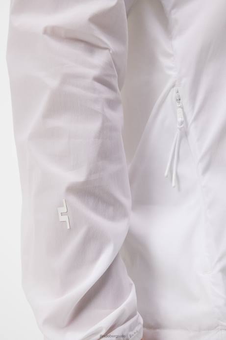 Men J.Lindeberg White Arron Stretch Wind Hoodie Clothing 8R62689