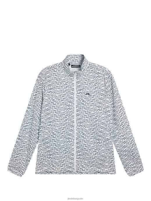 Men J.Lindeberg White Bridge Swirl Ash Light Packable Print Jacket Clothing 8R62705