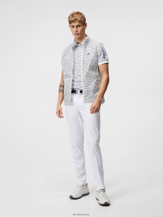 Men J.Lindeberg White Bridge Swirl Ash Light Packable Print Vest Clothing 8R62703