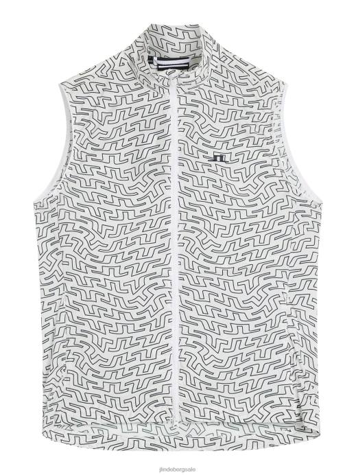 Men J.Lindeberg White Bridge Swirl Ash Light Packable Print Vest Clothing 8R62703