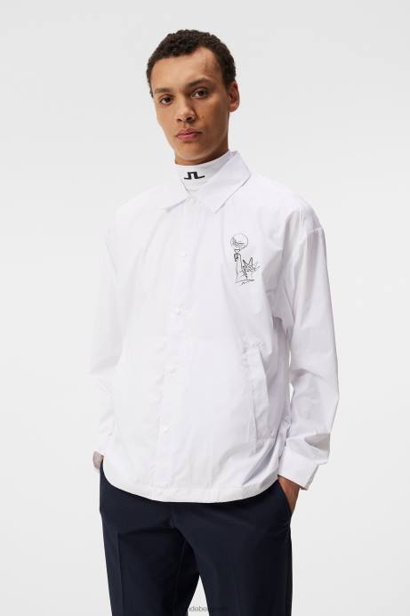 Men J.Lindeberg White Dex Nyc Golf Jacket Clothing 8R62687