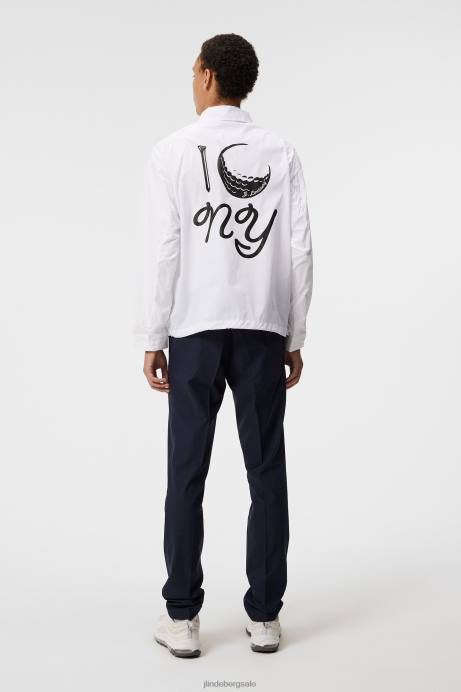 Men J.Lindeberg White Dex Nyc Golf Jacket Clothing 8R62687