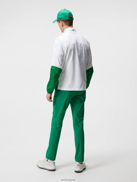 Men J.Lindeberg White Dotted Hybrid Wind Jacket Clothing 8R62730