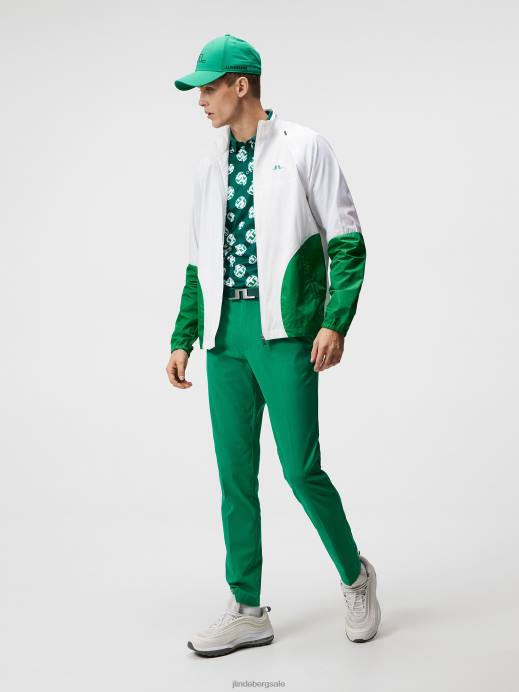 Men J.Lindeberg White Dotted Hybrid Wind Jacket Clothing 8R62730