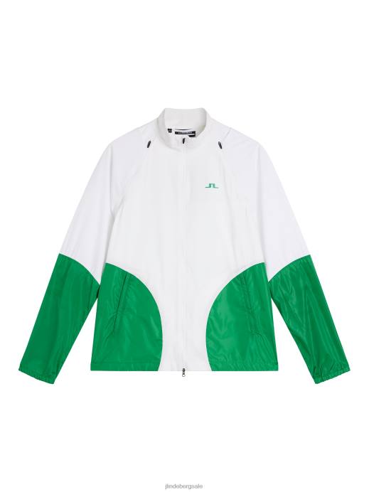 Men J.Lindeberg White Dotted Hybrid Wind Jacket Clothing 8R62730