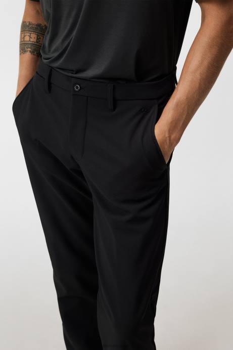 Men J.Lindeberg Black Ellott Bonded Fleece Pant Clothing 8R62388