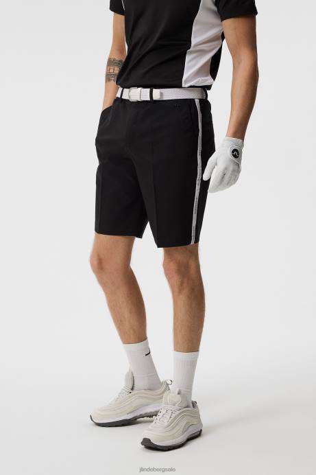 Men J.Lindeberg Black Stuart Stripe Shorts Clothing 8R62461