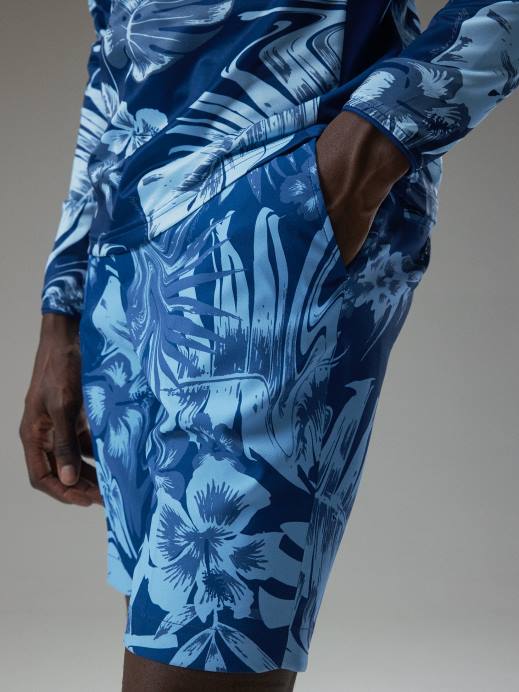 Men J.Lindeberg Hibiscus Blue Eloy Print Shorts Clothing 8R62490