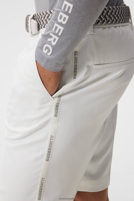Men J.Lindeberg White Stuart Stripe Shorts Clothing 8R62398
