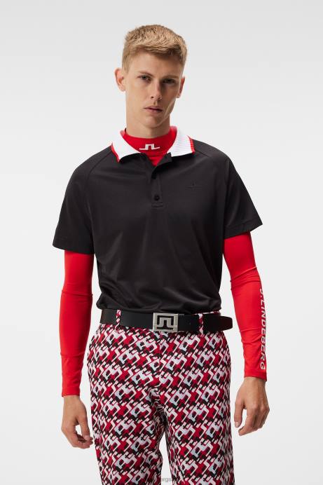 Men J.Lindeberg Black Banch Polo Clothing 8R6238