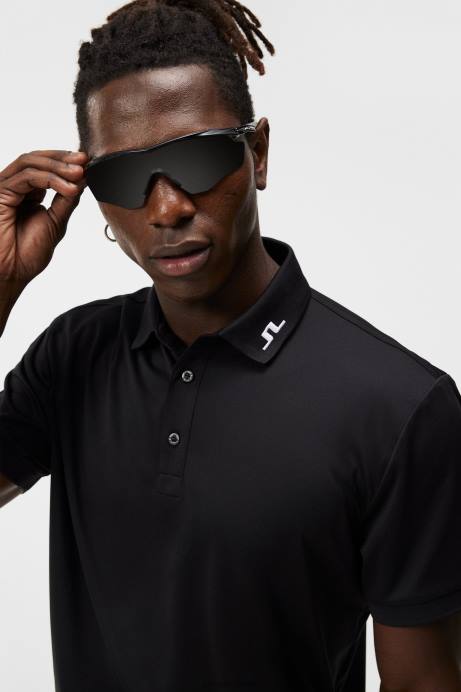 Men J.Lindeberg Black Cornell Polo Clothing 8R6215