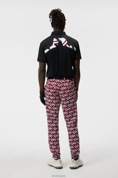 Men J.Lindeberg Black Kv Print Polo Clothing 8R6227