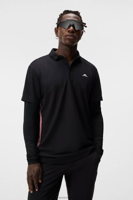 Men J.Lindeberg Black Liam Polo Clothing 8R6273