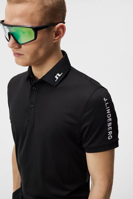 Men J.Lindeberg Black Tour Tech Slim Polo Clothing 8R62237