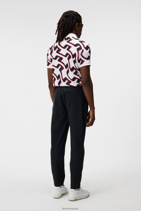 Men J.Lindeberg Bridge Wave White Tour Tech Print Polo Clothing 8R6217