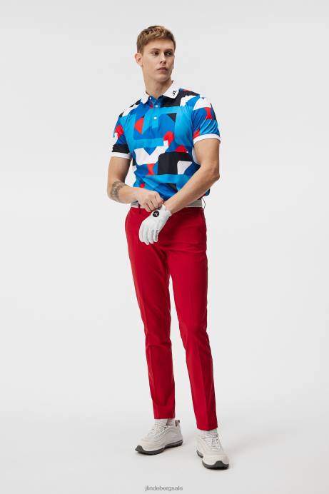 Men J.Lindeberg Brilliant Blue Big Bridge Kv Print Polo Clothing 8R62273