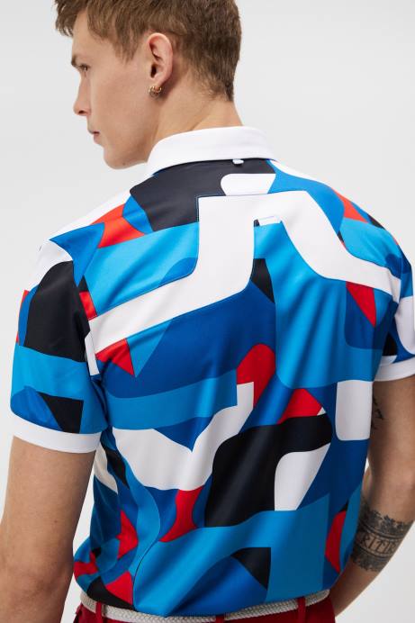 Men J.Lindeberg Brilliant Blue Big Bridge Kv Print Polo Clothing 8R62273