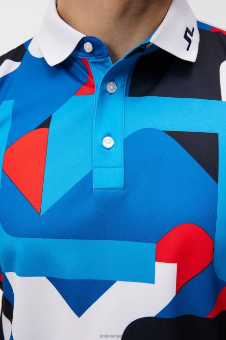 Men J.Lindeberg Brilliant Blue Big Bridge Kv Print Polo Clothing 8R62273