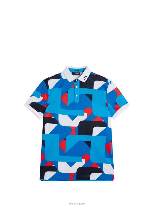 Men J.Lindeberg Brilliant Blue Big Bridge Kv Print Polo Clothing 8R62273