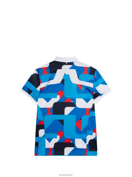 Men J.Lindeberg Brilliant Blue Big Bridge Kv Print Polo Clothing 8R62273