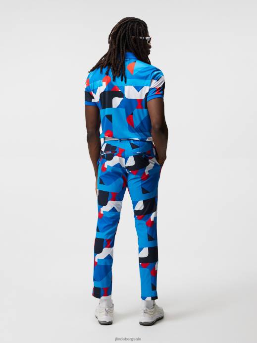 Men J.Lindeberg Brilliant Blue Big Bridge Tour Tech Print Polo Clothing 8R62244