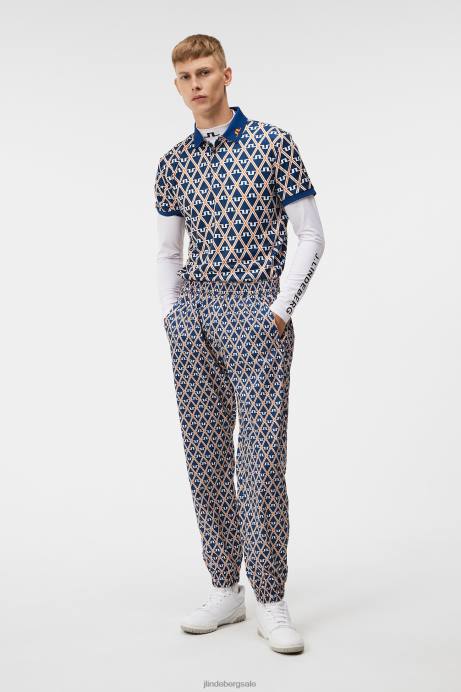 Men J.Lindeberg Estate Blue Diamond Kv Print Polo Clothing 8R6224