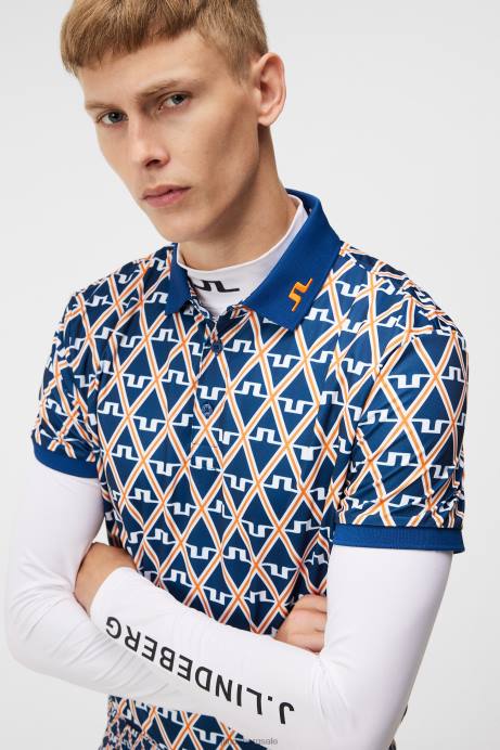 Men J.Lindeberg Estate Blue Diamond Kv Print Polo Clothing 8R6224