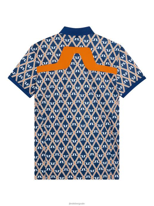 Men J.Lindeberg Estate Blue Diamond Kv Print Polo Clothing 8R6224