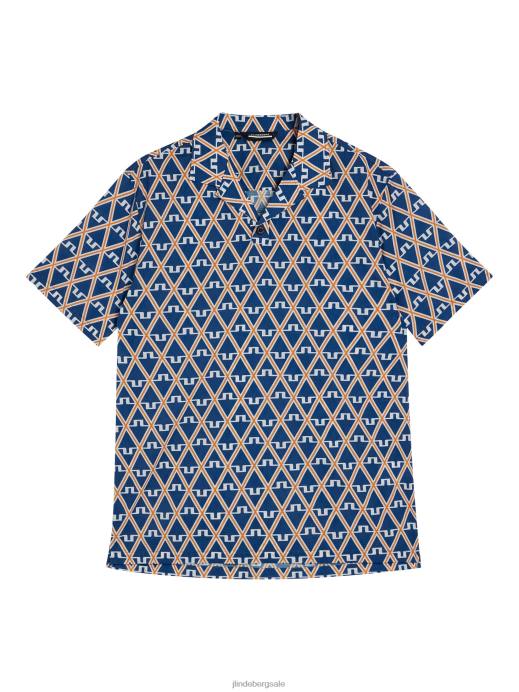 Men J.Lindeberg Estate Blue Diamond Resort Shirt Clothing 8R6231