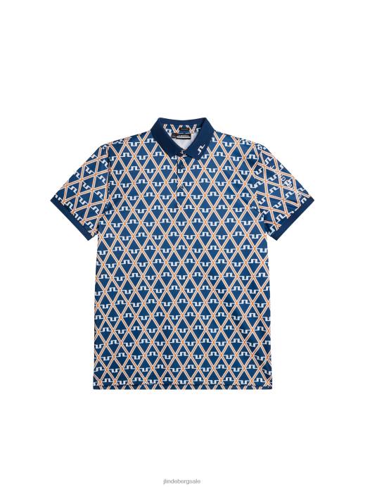 Men J.Lindeberg Estate Blue Diamond Tour Tech Print Polo Clothing 8R6220