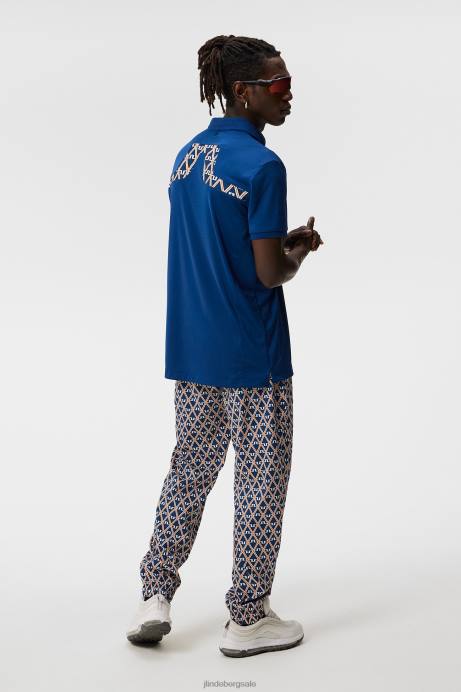 Men J.Lindeberg Estate Blue Kv Print Polo Clothing 8R6228