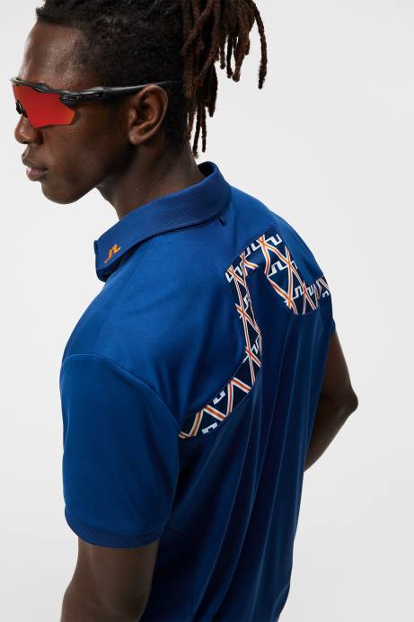 Men J.Lindeberg Estate Blue Kv Print Polo Clothing 8R6228