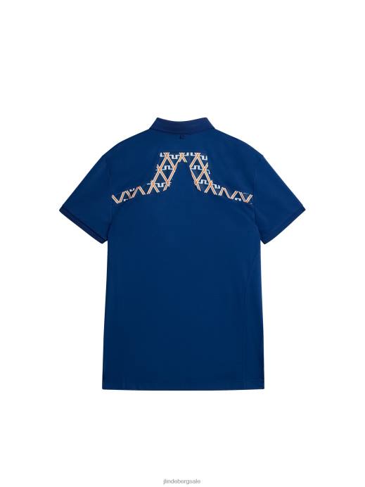 Men J.Lindeberg Estate Blue Kv Print Polo Clothing 8R6228