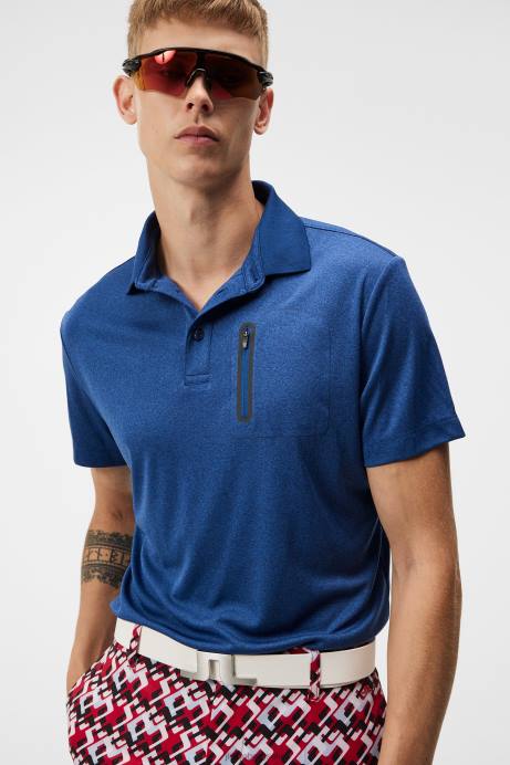 Men J.Lindeberg Estate Blue Melange Max Polo Clothing 8R6245