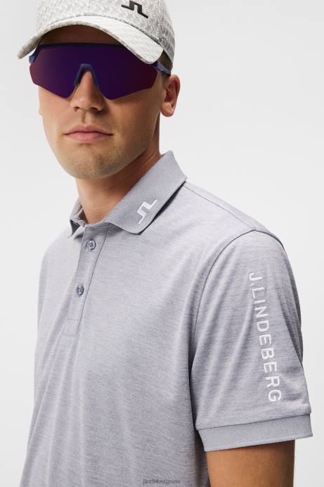 Men J.Lindeberg Grey Melange Tour Tech Polo Clothing 8R6259