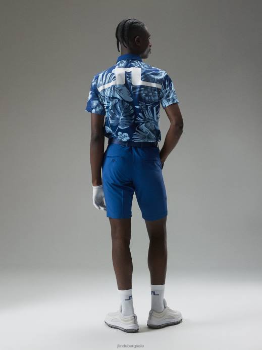 Men J.Lindeberg Hibiscus Blue Martin Print Polo Clothing 8R62338