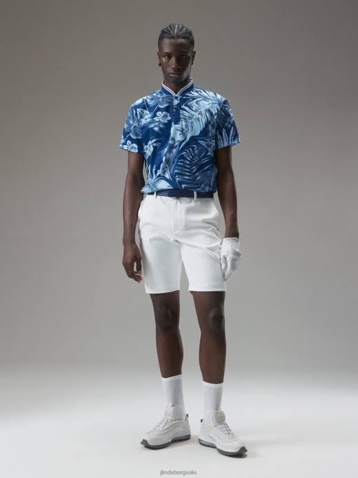 Men J.Lindeberg Hibiscus Blue Tyson Print Polo Clothing 8R62339