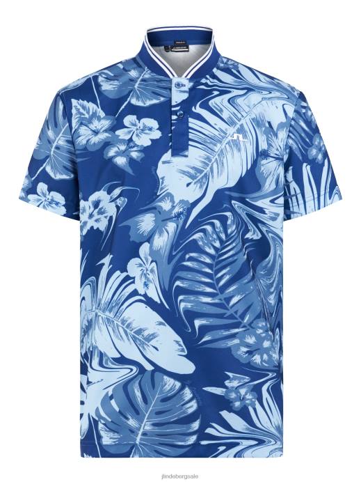 Men J.Lindeberg Hibiscus Blue Tyson Print Polo Clothing 8R62339