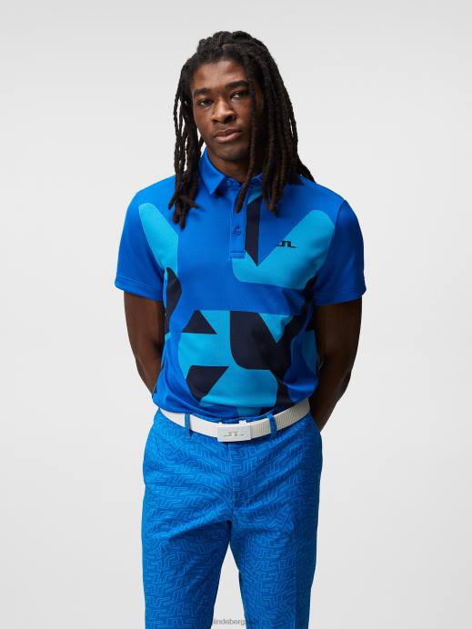 Men J.Lindeberg Lapis Blue Joel Polo Clothing 8R62267