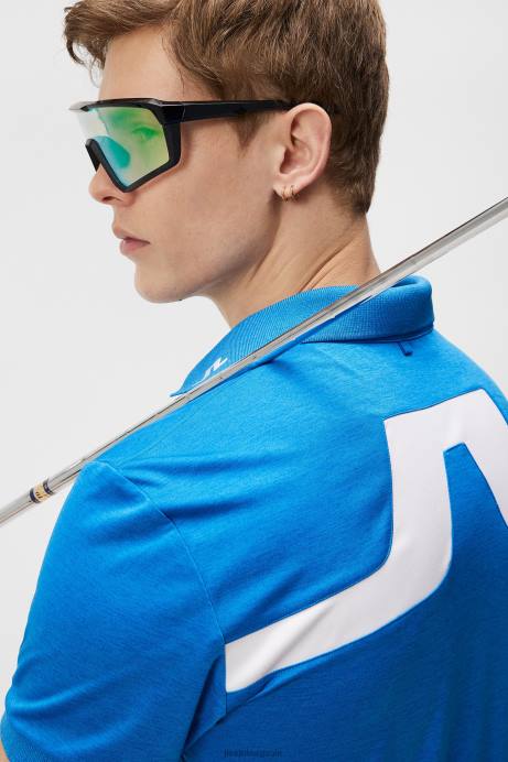 Men J.Lindeberg Lapis Blue Melange Kv Polo Clothing 8R62279