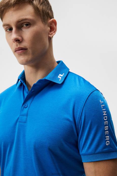 Men J.Lindeberg Lapis Blue Melange Tour Tech Polo Clothing 8R62250
