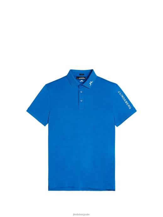 Men J.Lindeberg Lapis Blue Melange Tour Tech Slim Polo Clothing 8R62240