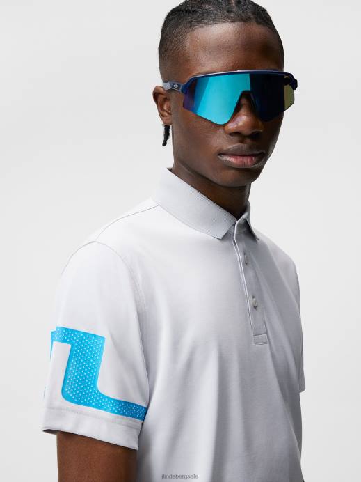 Men J.Lindeberg Light Grey Melange Heath Polo Clothing 8R62289